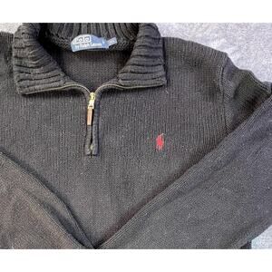 Polo Ralph Lauren Men’s XL Black Cotton ¼ Zip Sweater